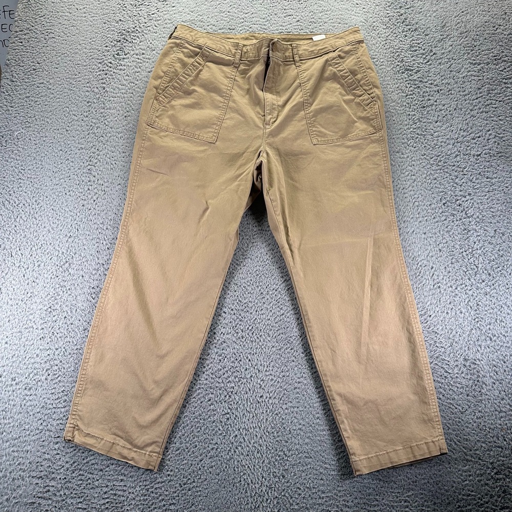 Old Navy Pant Womens 16 Brown Cotton Chino Straight Stretch Preppy Office Career